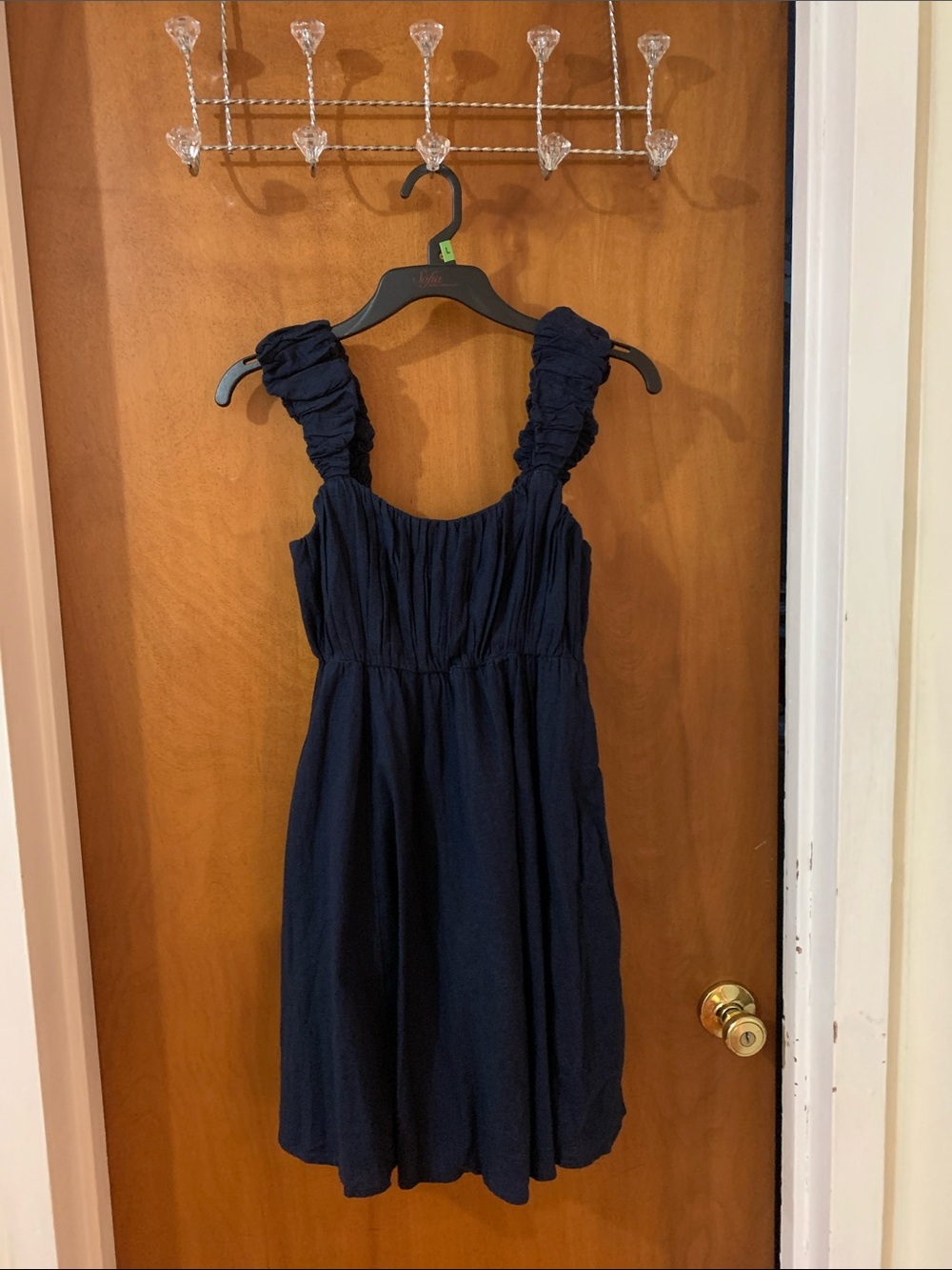 Abercrombie Linen-Blend Ruffle Strap Mini Dress - Navy